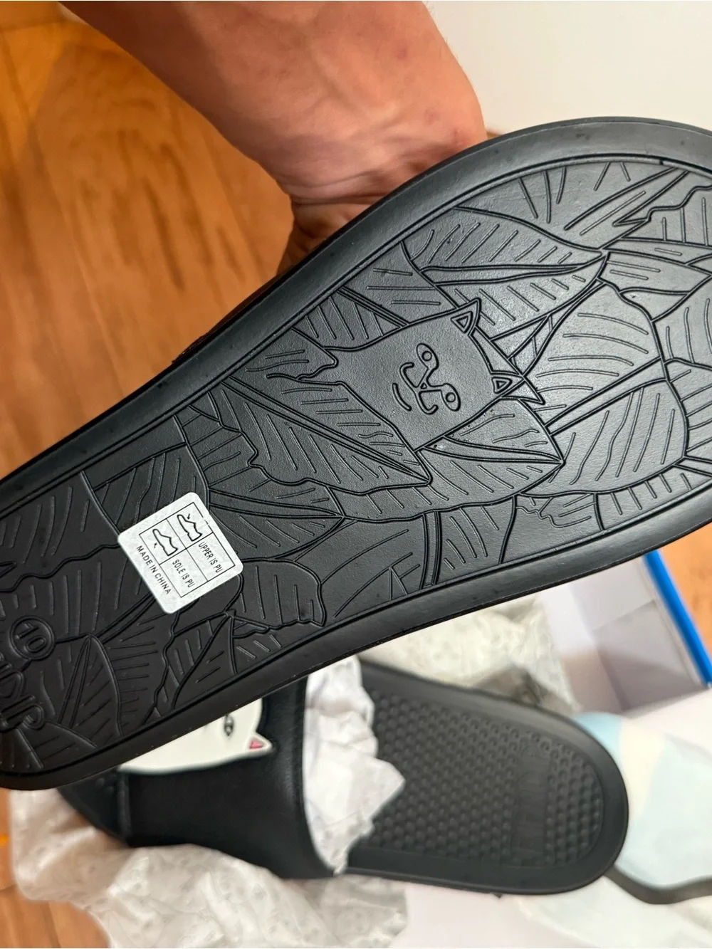 Rip n dip vans Black Slide Sandals with Graphic Cat size 10 slides shoes NEW
